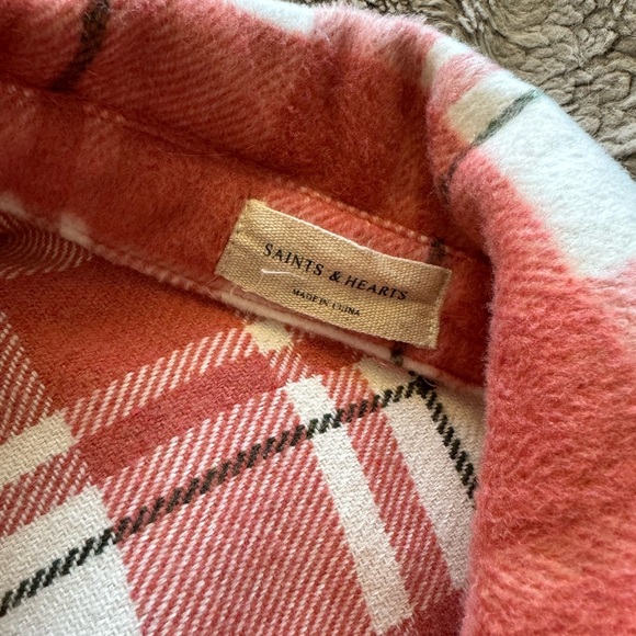 Thick oversized pink/white/green flannel! - Picture 3 of 3